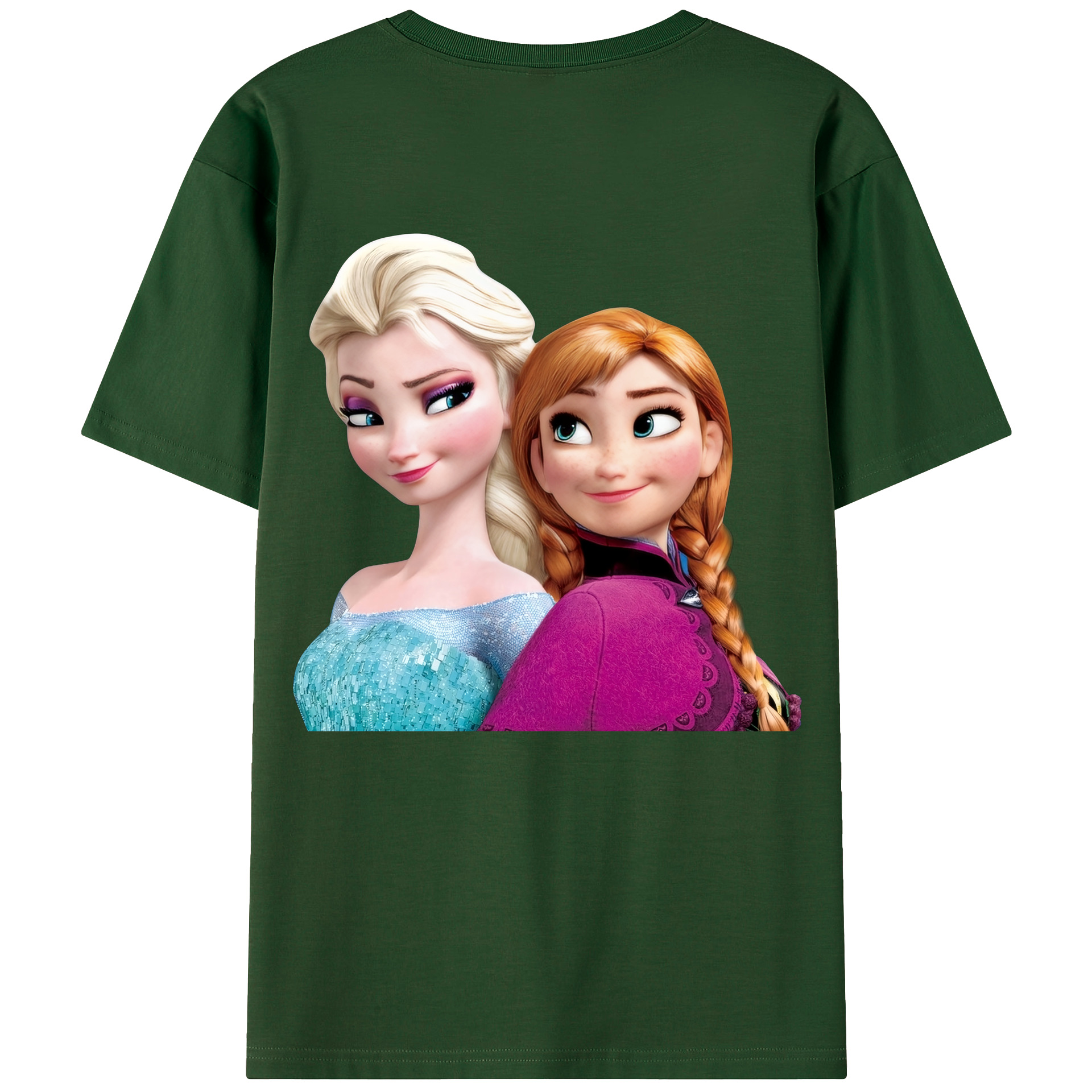 （画像用） アナと雪の女王 アンナ エルサ Frozen Anna Elsa 綿100％半袖Tシャツ（背面プリント）